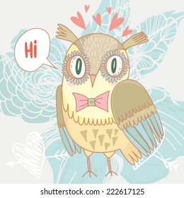Cute vector illustration of cartoon Owl.