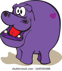 Cute Vektorillustration Illustration eines süßen lila Cartoons mit einem Herz auf dem Hintern.