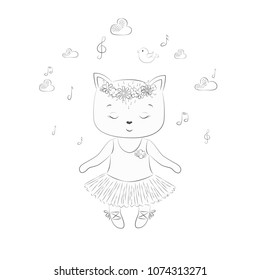 Cute vector illustration with cat baby for baby wear and invitation card.