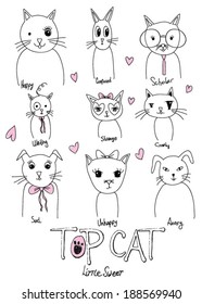 cute vector illustration cats collection