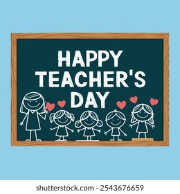 a cute vector illustration chalkboard says happy teacher's day