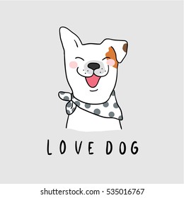 Cute Vector Illustration Character Design Of Laugh Dog.Doodle Cartoon Style.