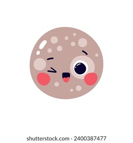 Cute vector illustration character planet mercury isolated on white background