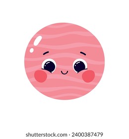 Cute vector illustration character planet mars isolated on white background
