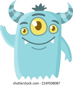Cute vector illustration. Charming monster with wings. Print for children's clothes 