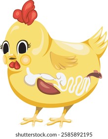 A cute vector illustration of a chicken with its digestive system, ideal for educational content, kids' learning materials, and infographics. Editable EPS file for customization!