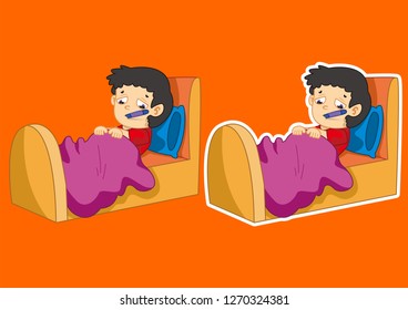 cute vector illustration of children being sick