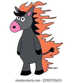 Ilustración de vector circular para niños: personaje de caballo de pony con dibujos animados listo para imprimir