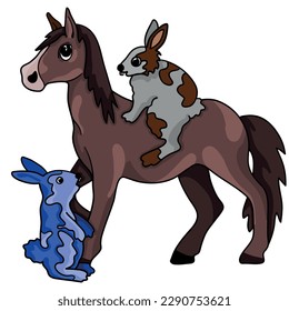 Cute vector illustration for children: cartooned pony horse character ready to print