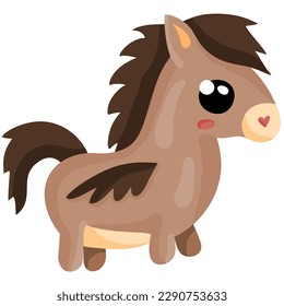 Cute vector illustration for children: cartooned pony horse character ready to print