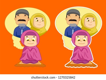 cute vector illustration of children praying after prayer