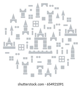 Cute vector illustration with children's designer arranged in a circle. Design for poster or print.