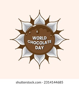 Cute vector illustration of chocolate flower on event world chocolate day, with isolated layer that can be easy to used