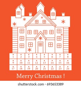 Cute vector illustration: Christmas Advent Calendar. Design for postcard, banner, poster or print.