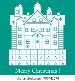 Cute vector illustration: Christmas Advent Calendar. Design for postcard, banner, poster or print.