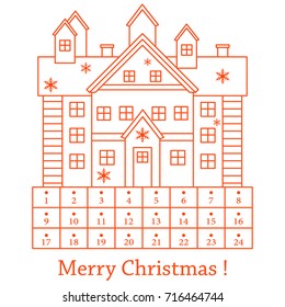 Cute vector illustration: Christmas Advent Calendar. Design for postcard, banner, poster or print.