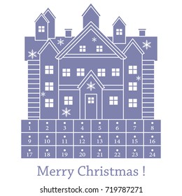 Cute vector illustration: Christmas Advent Calendar. Design for postcard, banner, poster or print.