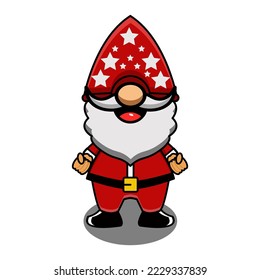 cute vector illustration of christmas gnome mascot
