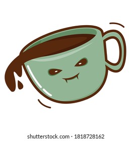 Cute vector illustration of coffee cup Halloween Edition
