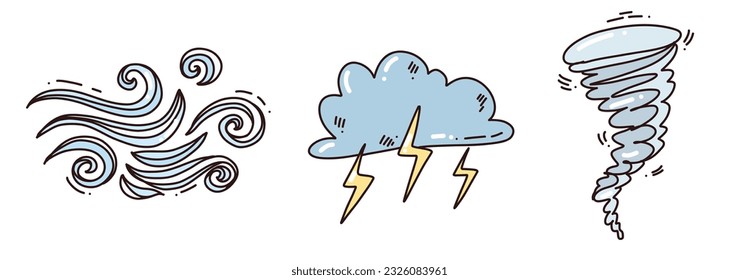 cute vector illustration of colorful weather . Cartoon  illustration of tornado and wind