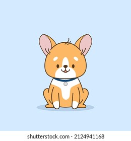 Cute vector illustration of corgi dog with kawaii style.