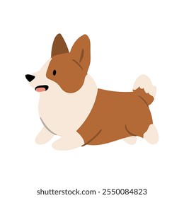 Linda Ilustración vectorial de perro Corgi. Colección de Clipart de mascotas. canino, cachorro dibujado a mano. Ilustrado en varias poses. 