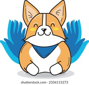 Cute vector illustration corgi in hands