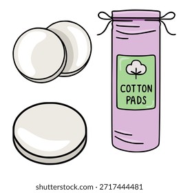 Ilustração vetor bonito de cotonetes e uma bolsa que pode ser selada para a beleza e as rotinas de cuidados com a pele.