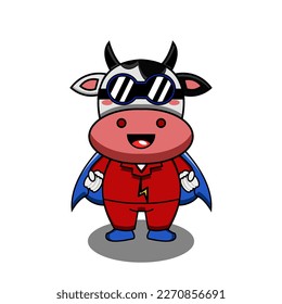 cute vector illustration of a cow hero