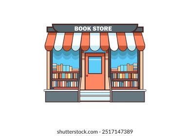 Cute vector illustration of a cozy bookstore. Perfect for creating designs for children's books, reading promotions, and retail branding.