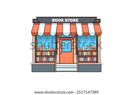 Cute vector illustration of a cozy bookstore. Perfect for creating designs for children's books, reading promotions, and retail branding.