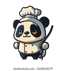 cute vector illustration design of panda chef mascot