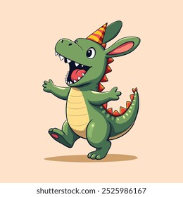 A  cute vector illustration of dinosaur. Cartoon style