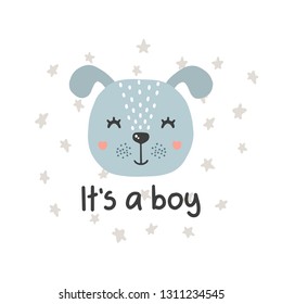 Cute vector illustration with dog baby for baby wear and invitation card.