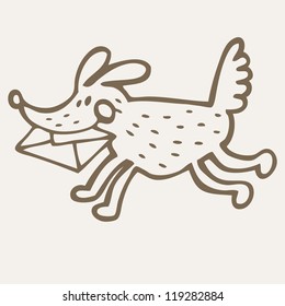 Cute vector illustration with dog and letter