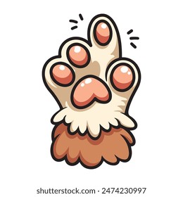 A cute vector illustration of dog paws pointing upward in flat art style. Perfectly isolated on a white background, ideal for creative design projects.