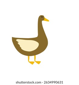 Cute vector illustration of a duck with simple flat design style. Perfect for educational materials, children's content, farm animal collections, or printed item