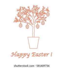 Cute vector illustration with Easter eggs decorated tree. Design for banner, poster or print. 