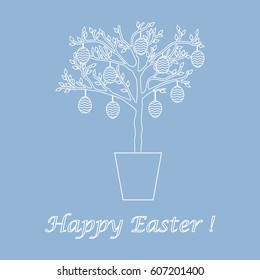 Cute vector illustration with Easter eggs decorated tree. Design for banner, poster or print. 