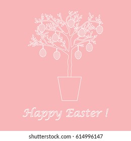 Cute vector illustration with Easter eggs decorated tree. Design for banner, poster or print. 