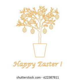 Cute vector illustration with Easter eggs decorated tree. Design for banner, poster or print. 