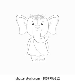 Cute vector illustration with elephant baby for baby wear and invitation card.