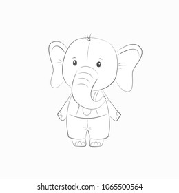 Cute vector illustration with elephant baby for baby wear and invitation card.