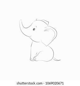 Cute baby elephant cartoon outline set easy Vector Image