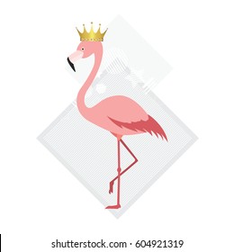 Cute vector illustration with flamingo
