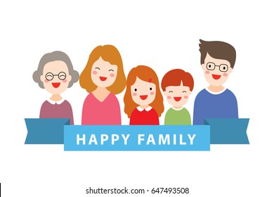 Cute vector illustration flat design character design of happy family portrait.