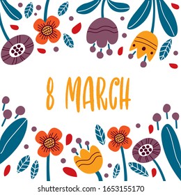 Estilo plano de ilustración vectorial circular. Cartel o afiche del Día Internacional de la Mujer el 8 de marzo. 