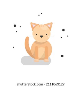 Cute vector illustration with fluffy ginger cat.