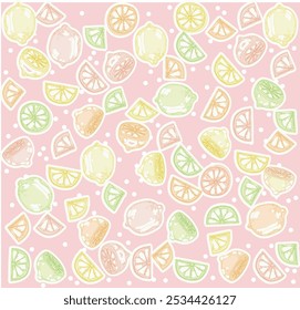 cute vector illustration fruit seamless pattern girly summer fresh vibes illustration on pink background