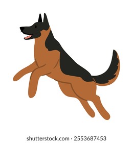 Cute vector Illustration of German Shepherd dog. Pet clipart collection. canine, puppy hand drawn. Illustrated in various poses. 